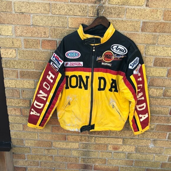 Vintage 1974 Honda Racing Jacket LEATHER RACING JACKET - Picture 13 of 16